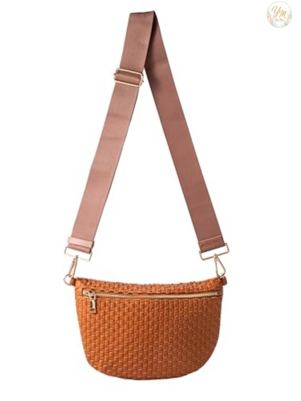 Woven Vegan Leather Crossbody Bum Bag with Adjustable Strap, Checkered Pattern,